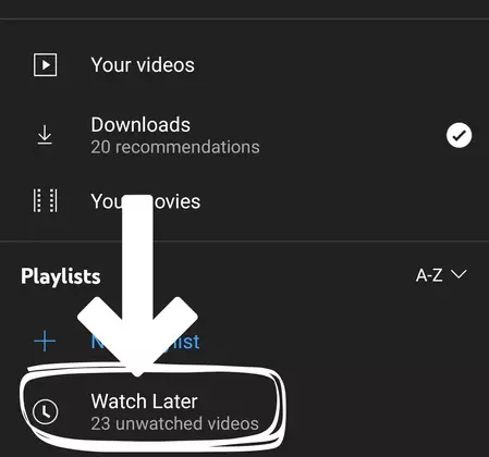 YouTube saved videos