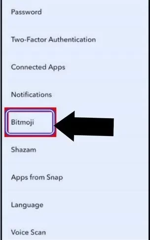 Bitmoji option on Snapchat